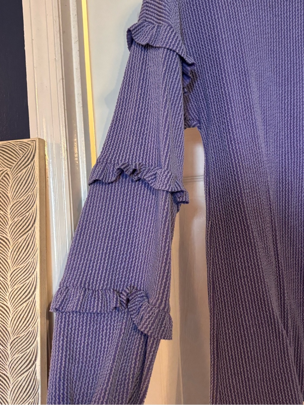 💜Heimish U.S.A.💜Purple Ruffled Ribbed Long-Sleeve Top - Picture 2 of 4